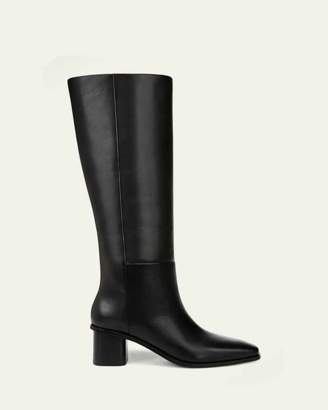 Gerrie Leather Square-Toe Knee Boots